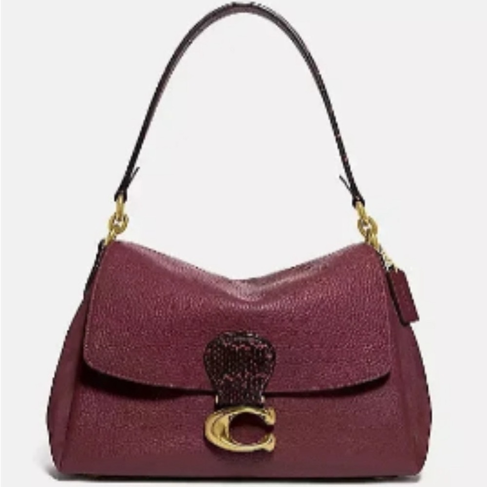 COACH May Crossbody Leather Burgundy Snakeskin Bag